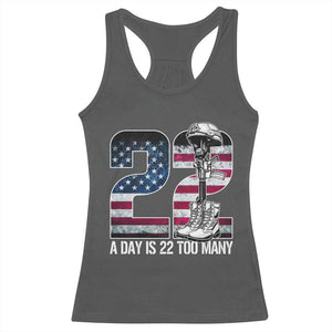Veteran Suicide Awareness Racerback Tank Top 22 A Day is 22 Too Many Veteran Lives Matter TS02 Dark Heather Print Your Wear