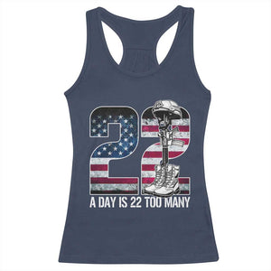 Veteran Suicide Awareness Racerback Tank Top 22 A Day is 22 Too Many Veteran Lives Matter TS02 Navy Print Your Wear