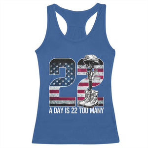 Veteran Suicide Awareness Racerback Tank Top 22 A Day is 22 Too Many Veteran Lives Matter TS02 Royal Blue Print Your Wear