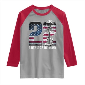 Veteran Suicide Awareness Raglan Shirt 22 A Day is 22 Too Many Veteran Lives Matter TS02 Sport Gray Red Print Your Wear