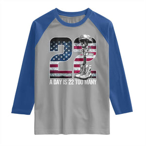 Veteran Suicide Awareness Raglan Shirt 22 A Day is 22 Too Many Veteran Lives Matter TS02 Sport Gray Royal Print Your Wear