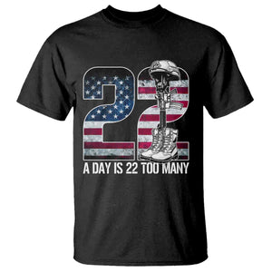 Veteran Suicide Awareness T Shirt 22 A Day is 22 Too Many Veteran Lives Matter TS02 Black Print Your Wear