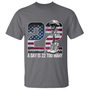 Veteran Suicide Awareness T Shirt 22 A Day is 22 Too Many Veteran Lives Matter TS02 Charcoal Print Your Wear