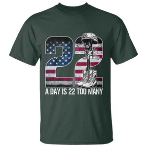 Veteran Suicide Awareness T Shirt 22 A Day is 22 Too Many Veteran Lives Matter TS02 Dark Forest Green Print Your Wear