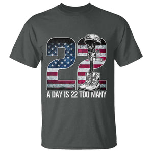 Veteran Suicide Awareness T Shirt 22 A Day is 22 Too Many Veteran Lives Matter TS02 Dark Heather Print Your Wear