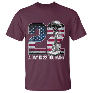 Veteran Suicide Awareness T Shirt 22 A Day is 22 Too Many Veteran Lives Matter TS02 Maroon Print Your Wear