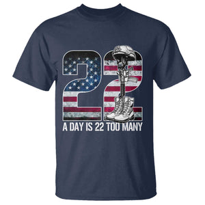 Veteran Suicide Awareness T Shirt 22 A Day is 22 Too Many Veteran Lives Matter TS02 Navy Print Your Wear