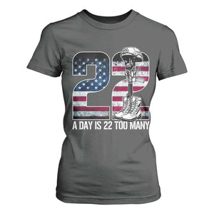 Veteran Suicide Awareness T Shirt For Women 22 A Day is 22 Too Many Veteran Lives Matter TS02 Dark Heather Print Your Wear