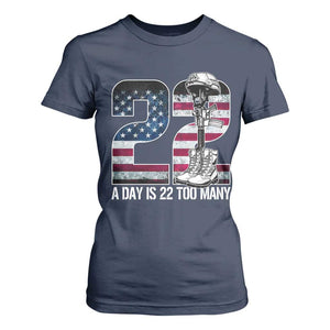 Veteran Suicide Awareness T Shirt For Women 22 A Day is 22 Too Many Veteran Lives Matter TS02 Navy Print Your Wear
