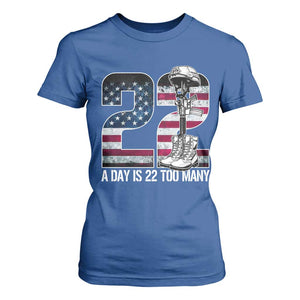 Veteran Suicide Awareness T Shirt For Women 22 A Day is 22 Too Many Veteran Lives Matter TS02 Royal Blue Print Your Wear