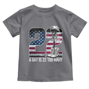 Veteran Suicide Awareness Toddler T Shirt 22 A Day is 22 Too Many Veteran Lives Matter TS02 Charcoal Print Your Wear