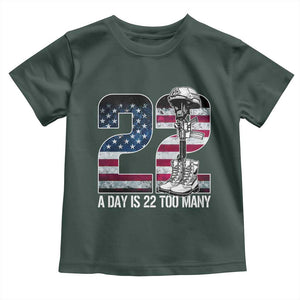 Veteran Suicide Awareness Toddler T Shirt 22 A Day is 22 Too Many Veteran Lives Matter TS02 Dark Forest Green Print Your Wear