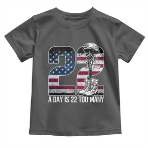 Veteran Suicide Awareness Toddler T Shirt 22 A Day is 22 Too Many Veteran Lives Matter TS02 Dark Heather Print Your Wear