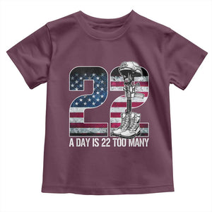 Veteran Suicide Awareness Toddler T Shirt 22 A Day is 22 Too Many Veteran Lives Matter TS02 Maroon Print Your Wear