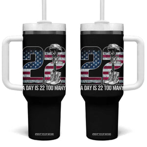 Veteran Suicide Awareness Tumbler With Handle 22 A Day is 22 Too Many Veteran Lives Matter TS02 One Size: 40 oz Black Print Your Wear
