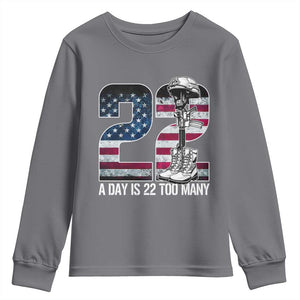 Veteran Suicide Awareness Youth Sweatshirt 22 A Day is 22 Too Many Veteran Lives Matter TS02 Charcoal Print Your Wear