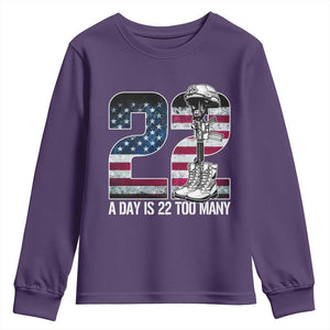 Veteran Suicide Awareness Youth Sweatshirt 22 A Day is 22 Too Many Veteran Lives Matter TS02 Purple Print Your Wear