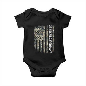 Veteran Suicide Awareness Baby Onesie USA Flag 22 A Day Is 22 Too Many TS02 Black Print Your Wear