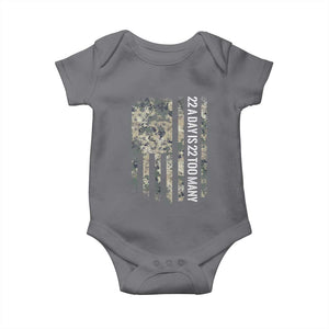 Veteran Suicide Awareness Baby Onesie USA Flag 22 A Day Is 22 Too Many TS02 Charcoal Print Your Wear