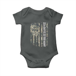 Veteran Suicide Awareness Baby Onesie USA Flag 22 A Day Is 22 Too Many TS02 Dark Heather Print Your Wear