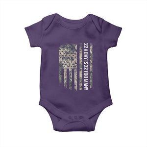 Veteran Suicide Awareness Baby Onesie USA Flag 22 A Day Is 22 Too Many TS02 Purple Print Your Wear