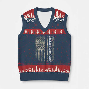 Veteran Suicide Awareness V-Neck Knit Sweater Vest USA Flag 22 A Day Is 22 Too Many TS02 Navy Red Print Your Wear