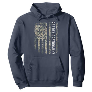 Veteran Suicide Awareness Hoodie USA Flag 22 A Day Is 22 Too Many TS02 Navy Print Your Wear