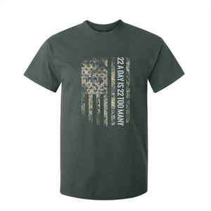 Veteran Suicide Awareness T Shirt For Kid USA Flag 22 A Day Is 22 Too Many TS02 Dark Forest Green Print Your Wear