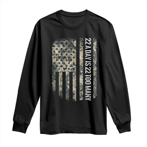 Veteran Suicide Awareness Long Sleeve Shirt USA Flag 22 A Day Is 22 Too Many TS02 Black Print Your Wear
