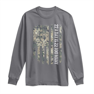 Veteran Suicide Awareness Long Sleeve Shirt USA Flag 22 A Day Is 22 Too Many TS02 Charcoal Print Your Wear