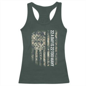 Veteran Suicide Awareness Racerback Tank Top USA Flag 22 A Day Is 22 Too Many TS02 Dark Forest Green Print Your Wear