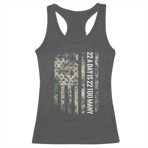 Veteran Suicide Awareness Racerback Tank Top USA Flag 22 A Day Is 22 Too Many TS02 Dark Heather Print Your Wear