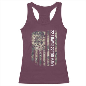 Veteran Suicide Awareness Racerback Tank Top USA Flag 22 A Day Is 22 Too Many TS02 Maroon Print Your Wear