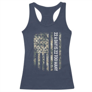 Veteran Suicide Awareness Racerback Tank Top USA Flag 22 A Day Is 22 Too Many TS02 Navy Print Your Wear