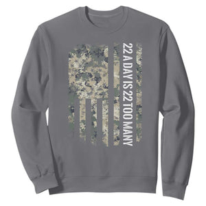 Veteran Suicide Awareness Sweatshirt USA Flag 22 A Day Is 22 Too Many TS02 Charcoal Print Your Wear