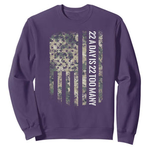 Veteran Suicide Awareness Sweatshirt USA Flag 22 A Day Is 22 Too Many TS02 Purple Print Your Wear