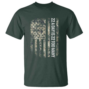 Veteran Suicide Awareness T Shirt USA Flag 22 A Day Is 22 Too Many TS02 Dark Forest Green Print Your Wear