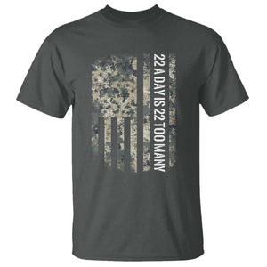Veteran Suicide Awareness T Shirt USA Flag 22 A Day Is 22 Too Many TS02 Dark Heather Print Your Wear
