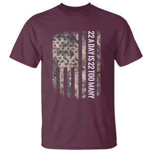 Veteran Suicide Awareness T Shirt USA Flag 22 A Day Is 22 Too Many TS02 Maroon Print Your Wear