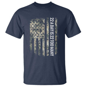Veteran Suicide Awareness T Shirt USA Flag 22 A Day Is 22 Too Many TS02 Navy Print Your Wear