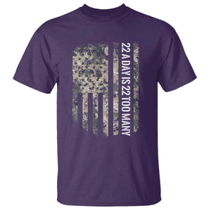 Veteran Suicide Awareness T Shirt USA Flag 22 A Day Is 22 Too Many TS02 Purple Print Your Wear