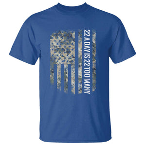 Veteran Suicide Awareness T Shirt USA Flag 22 A Day Is 22 Too Many TS02 Royal Blue Print Your Wear
