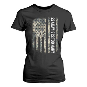 Veteran Suicide Awareness T Shirt For Women USA Flag 22 A Day Is 22 Too Many TS02 Black Print Your Wear