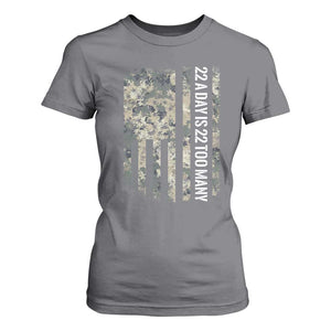 Veteran Suicide Awareness T Shirt For Women USA Flag 22 A Day Is 22 Too Many TS02 Charcoal Print Your Wear