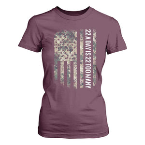Veteran Suicide Awareness T Shirt For Women USA Flag 22 A Day Is 22 Too Many TS02 Maroon Print Your Wear