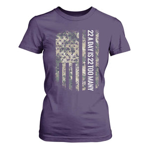 Veteran Suicide Awareness T Shirt For Women USA Flag 22 A Day Is 22 Too Many TS02 Purple Print Your Wear