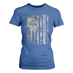 Veteran Suicide Awareness T Shirt For Women USA Flag 22 A Day Is 22 Too Many TS02 Royal Blue Print Your Wear