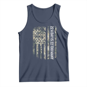 Veteran Suicide Awareness Tank Top USA Flag 22 A Day Is 22 Too Many TS02 Navy Print Your Wear