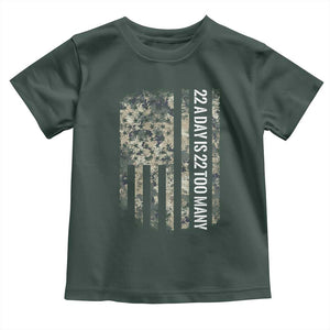 Veteran Suicide Awareness Toddler T Shirt USA Flag 22 A Day Is 22 Too Many TS02 Dark Forest Green Print Your Wear