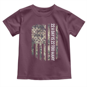 Veteran Suicide Awareness Toddler T Shirt USA Flag 22 A Day Is 22 Too Many TS02 Maroon Print Your Wear